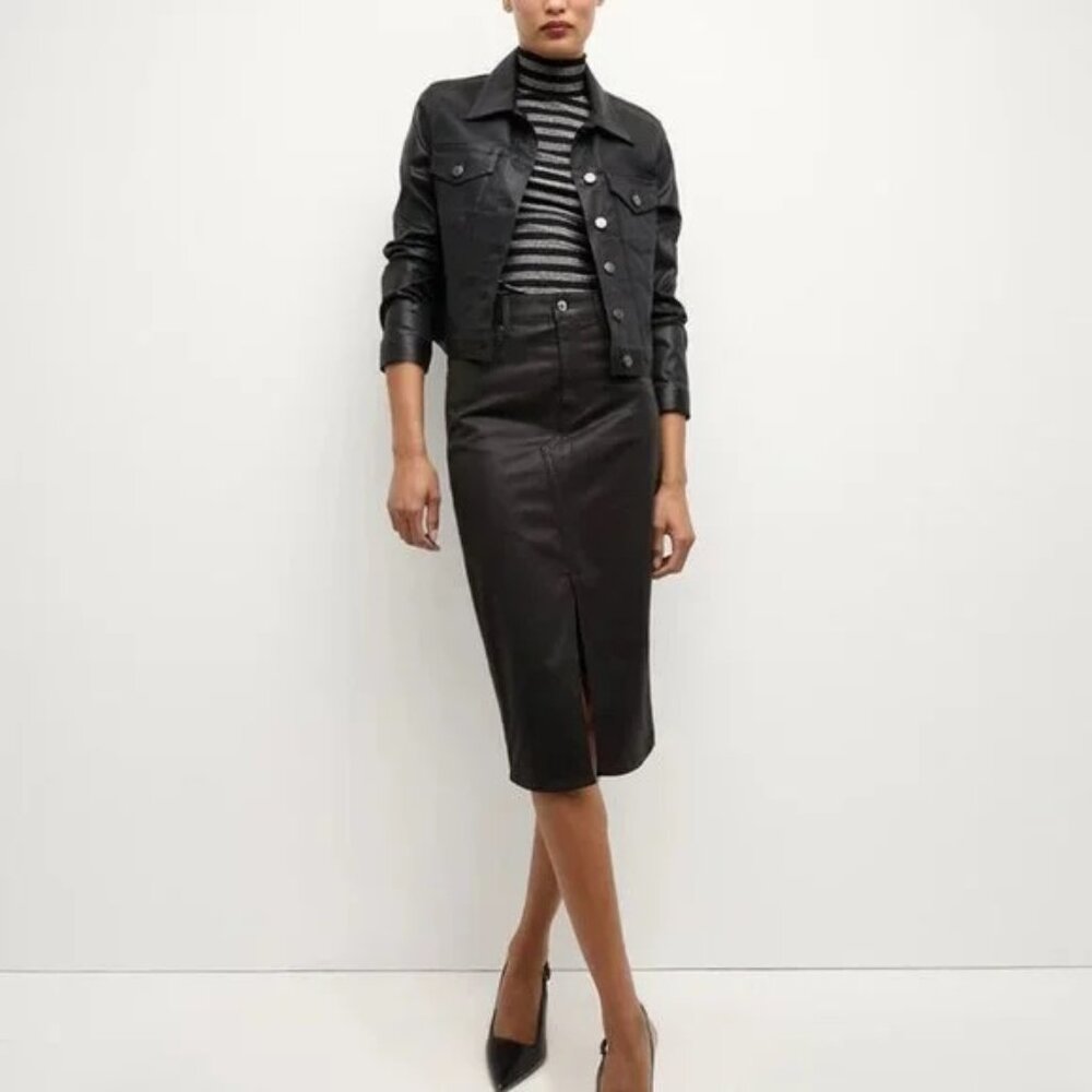 VERONICA BEARD Breves Coated Midi Skirt Size 6